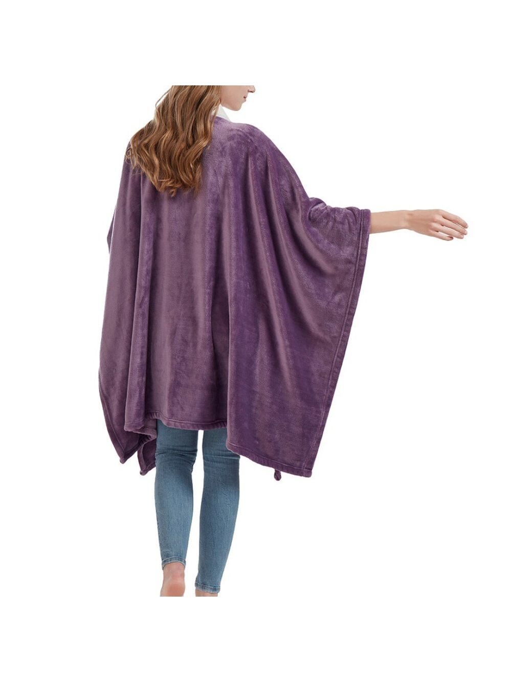 PURPLE !! Women's Purple Fleece Wrap Coat Deep Pockets Fall Winter NEW WITH TAGS - Picture 5 of 8